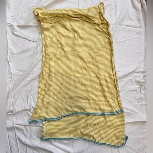 Boden cotton scarf, lime green and cream stripe with teal accent